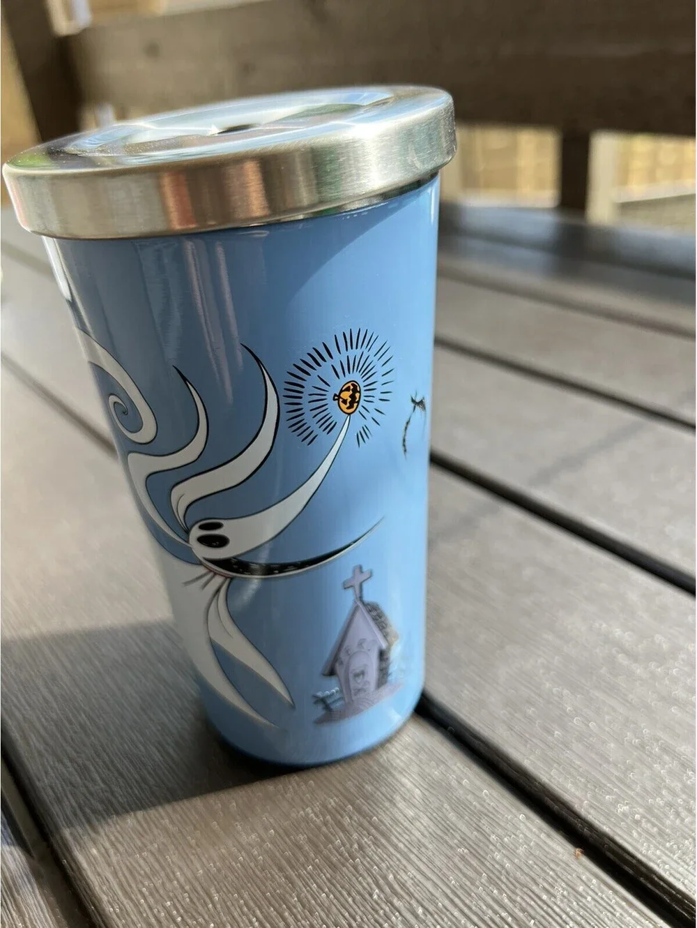 Tim Burton Nightmare Before Christmas Disney Travel Mug Cup Blue Zero 12oz